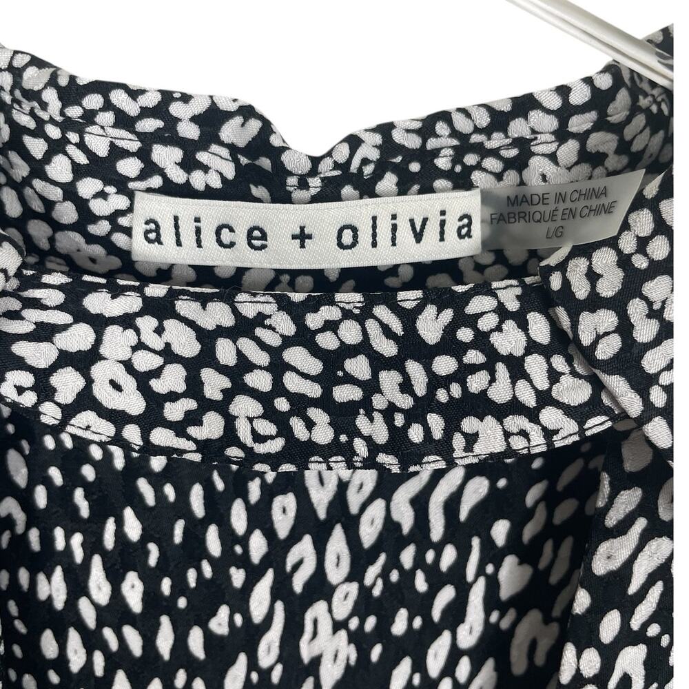 Alice + Olivia Willa Cutout Blouson Sleeve Top Modern Black and White Size Large - Picture 14 of 16